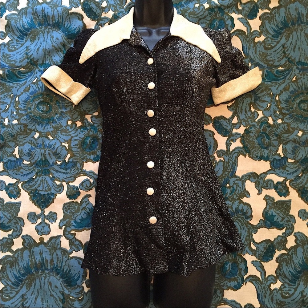 Vintage 1970s The Factory Studio 54 Black and White Two Piece Bell Bottom